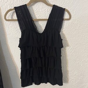 Pout Black Layered Sleeveless Blouse